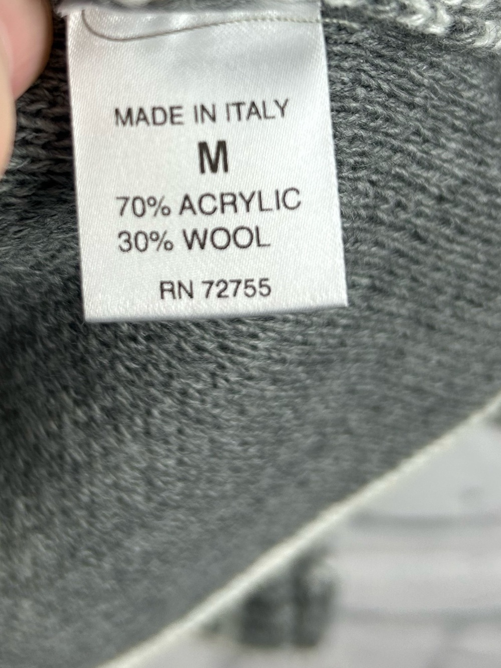 Bianca G Made in Italy Gray Wool Blend Chevron Knit Cardigan Sweater M - Picture 4 of 6
